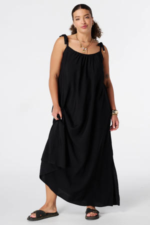 viscose maxi jurk Plus Size - zwart