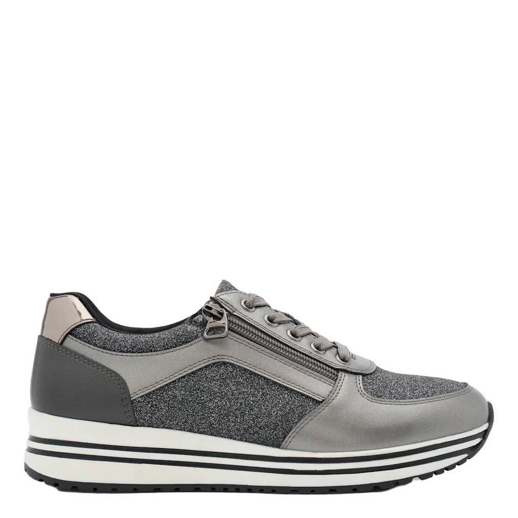 Grijze dames Graceland imitatieleren sneakers - met veters