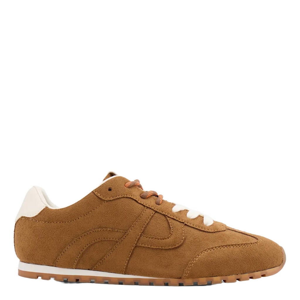 Camelkleurige dames Graceland suèdelook sneakers - met veters