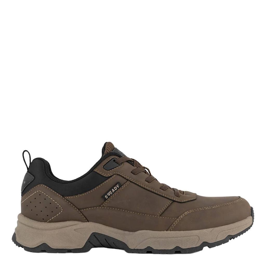 Bruine heren Easy Street imitatieleren sneakers - met elastische veters