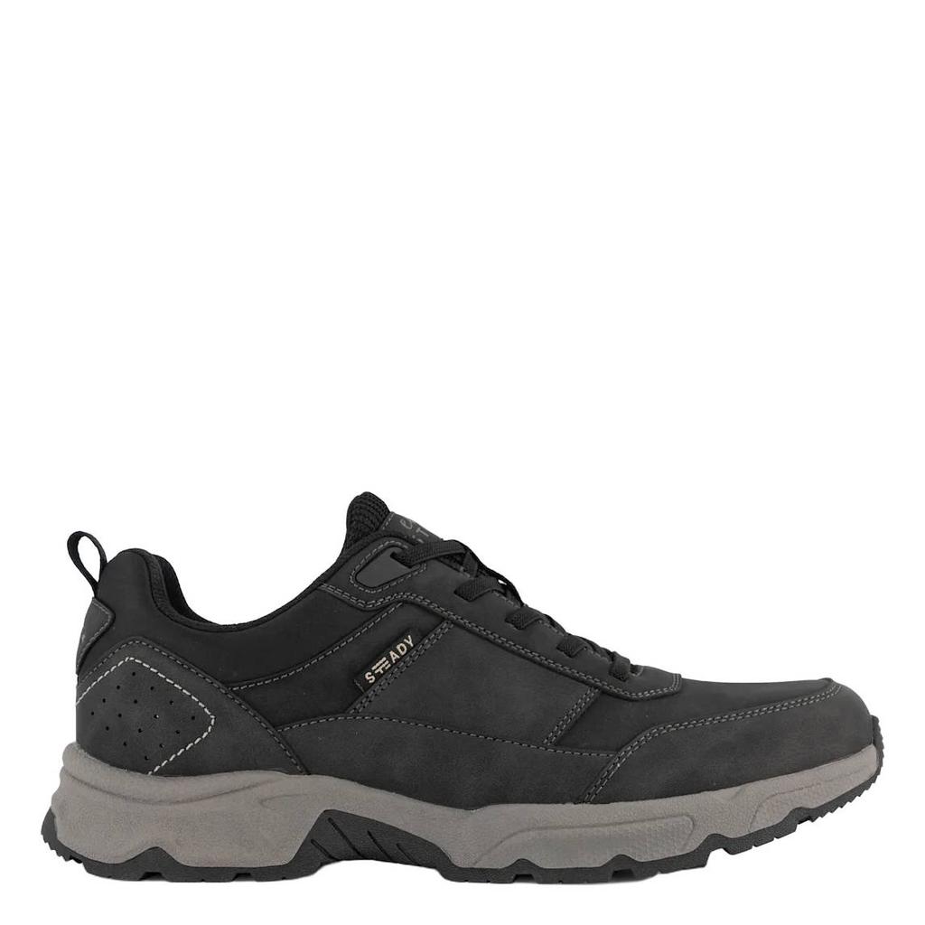 Zwarte heren Easy Street imitatieleren sneakers - met elastische veters
