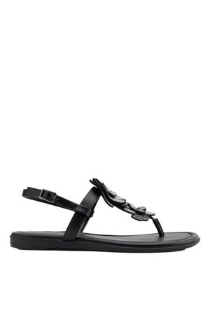 imitatieleren sandalen met strass steentjes zwart