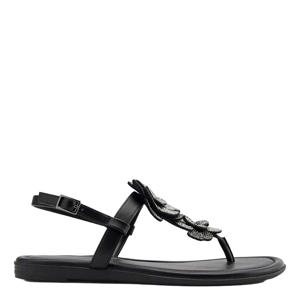 imitatieleren sandalen met strass steentjes zwart