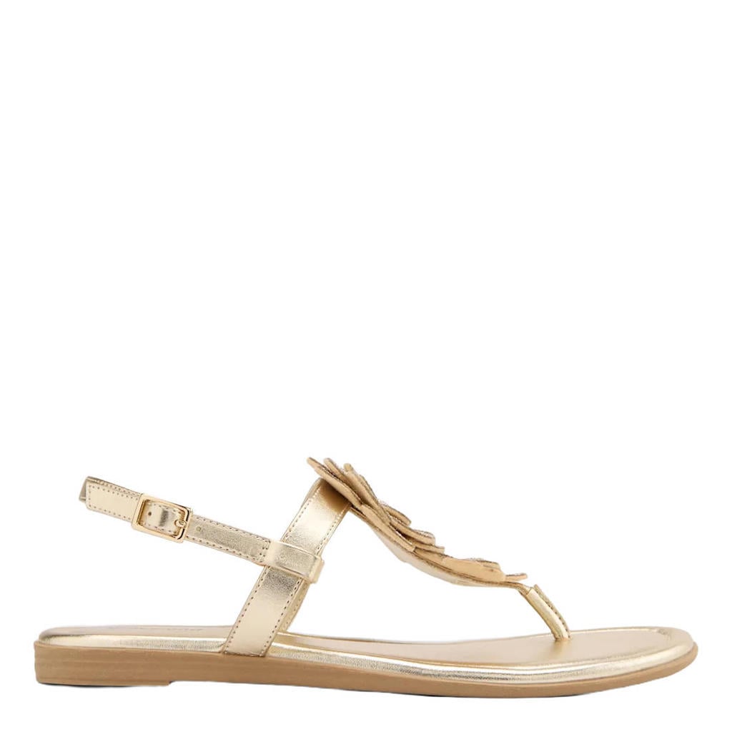 Gouden dames Graceland imitatieleren sandalen met strass steentjes