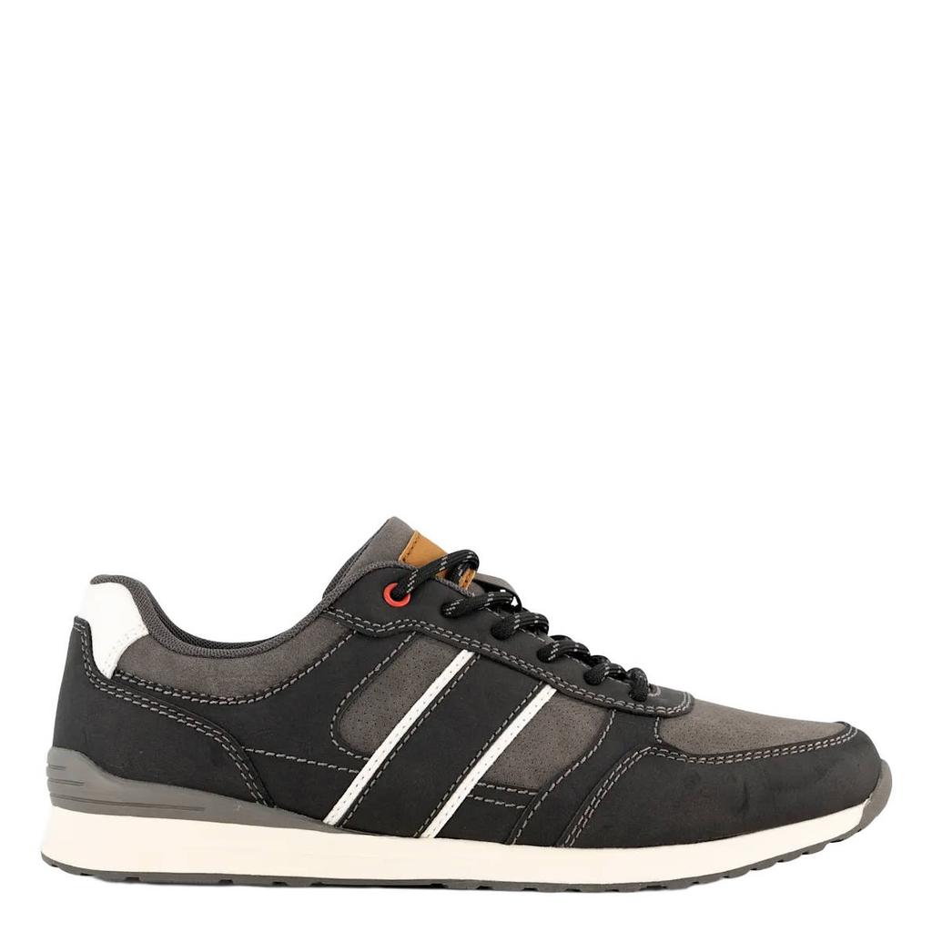 Grijze heren Memphis One imitatieleren sneakers - van synthetisch/textiel met veters