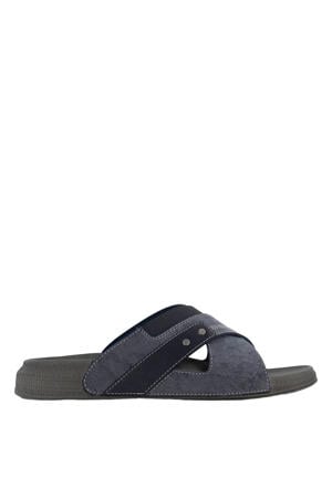 leren slippers donkerblauw