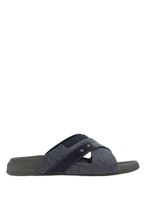 leren slippers donkerblauw