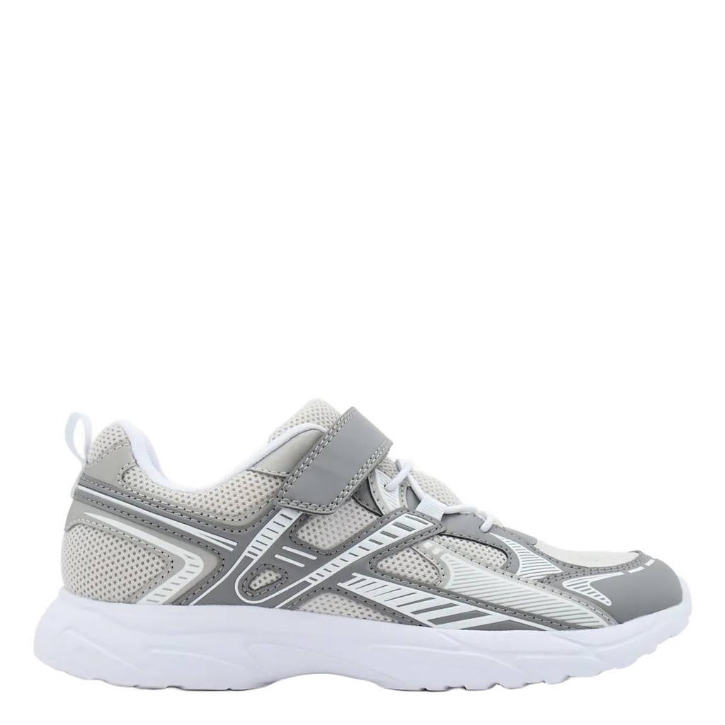 Grijze jongens Vty imitatieleren sneakers - van textiel/mesh/pu met elastische veter- met klittenbandsluiting