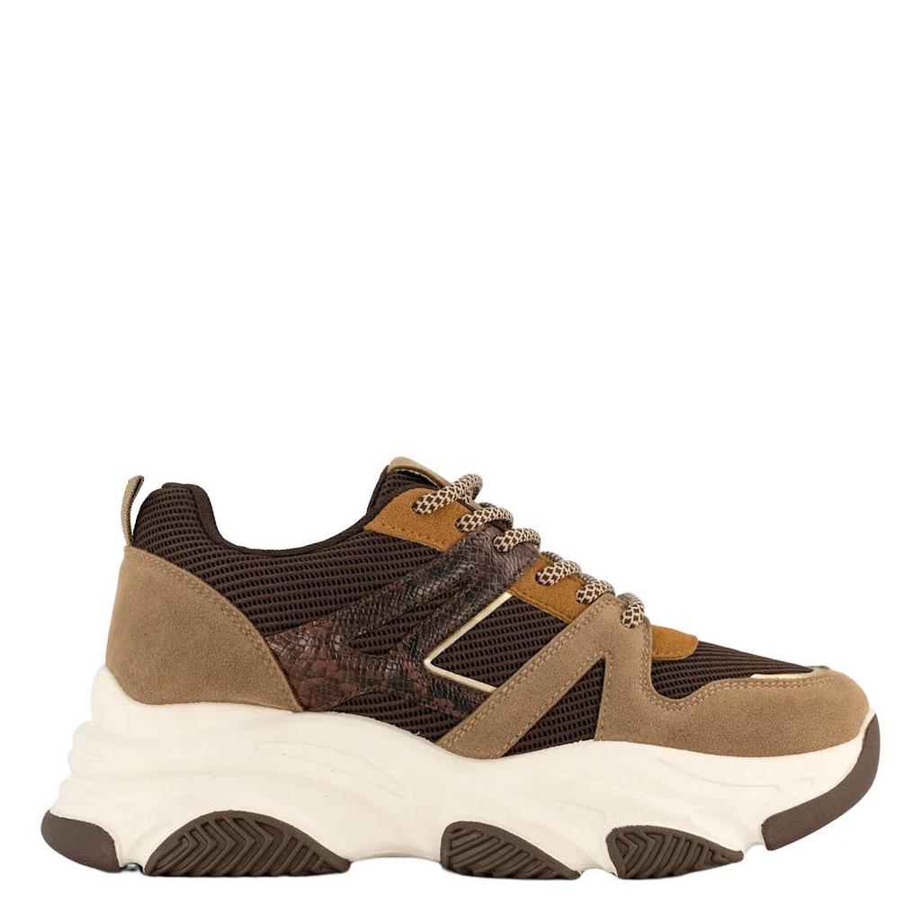 Bruine dames Graceland chunky imitatieleren sneakers - met veters