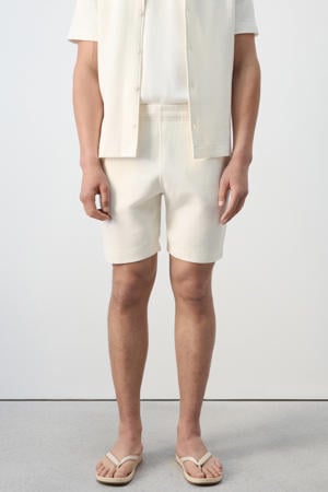 katoenen regular fit korte broek - lichtbeige