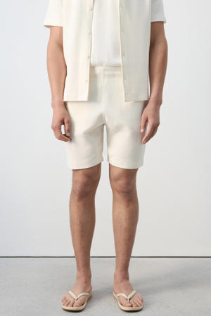 katoenen regular fit korte broek - lichtbeige