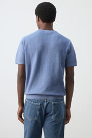 thumbnail: Mango Man slim T-shirt rib gebreid blauw