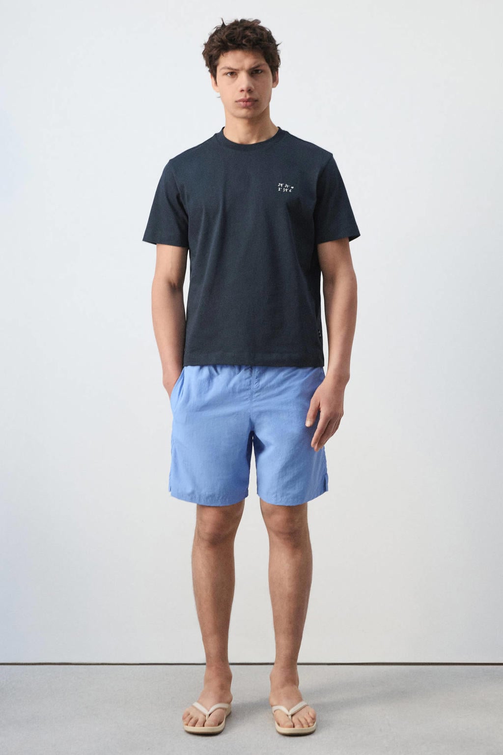 Mango Man regular fit T-shirt met backprint - marineblauw
