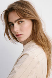 thumbnail: Mango blousejurk met krijtstreep beige