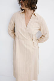 thumbnail: Mango blousejurk met krijtstreep beige