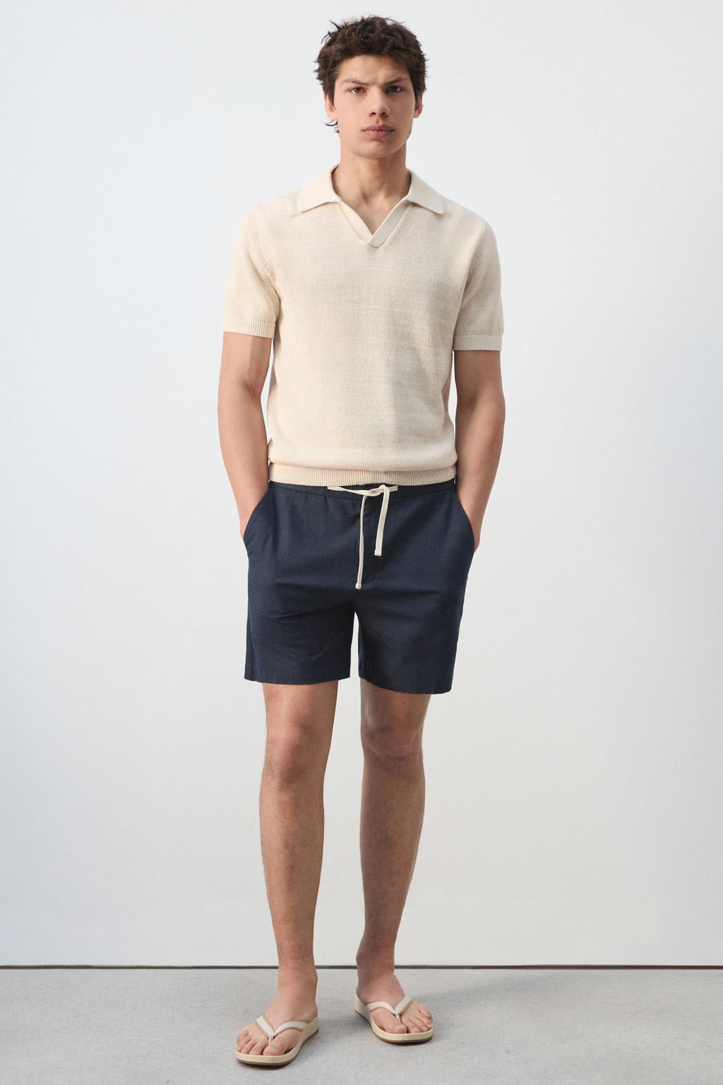 Mango Man katoenen relaxed fit casual short - donkerblauw