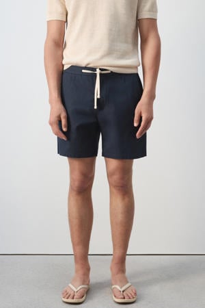 katoenen relaxed fit casual short - donkerblauw