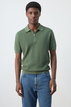 regular fit gebreide polo - groen