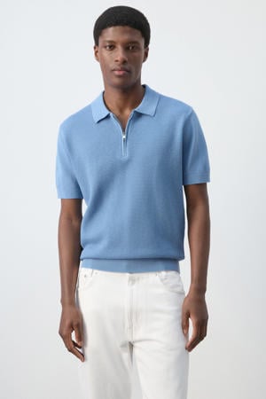 regular polo gebreid blauw