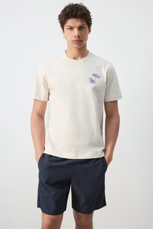 regular fit T-shirt met print - wit