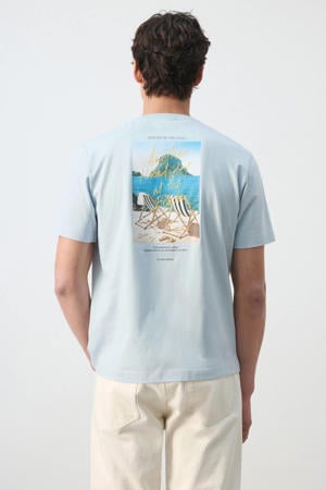 regular fit T-shirt met backprint - lichtblauw