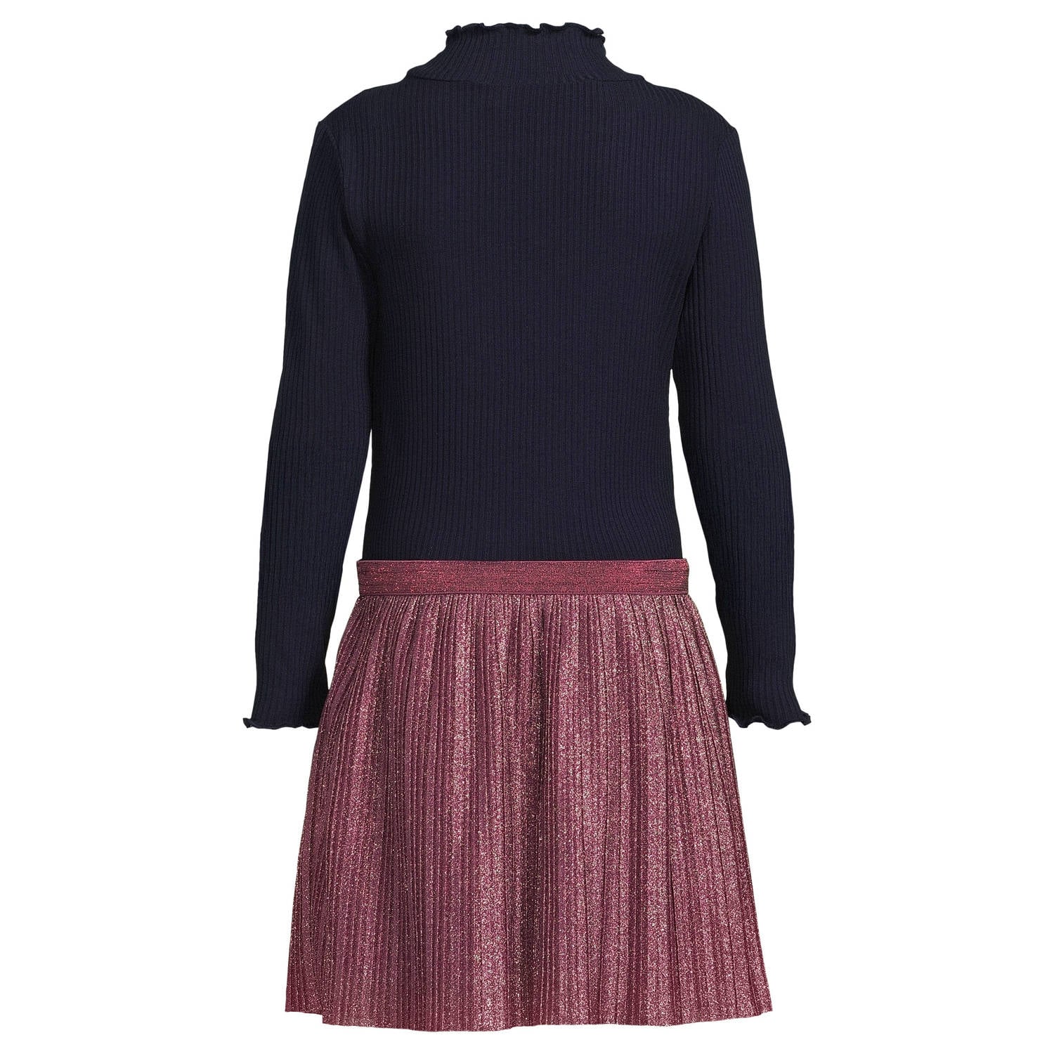 Like Flo plissé midi jurk met glitters marineblauw paars
