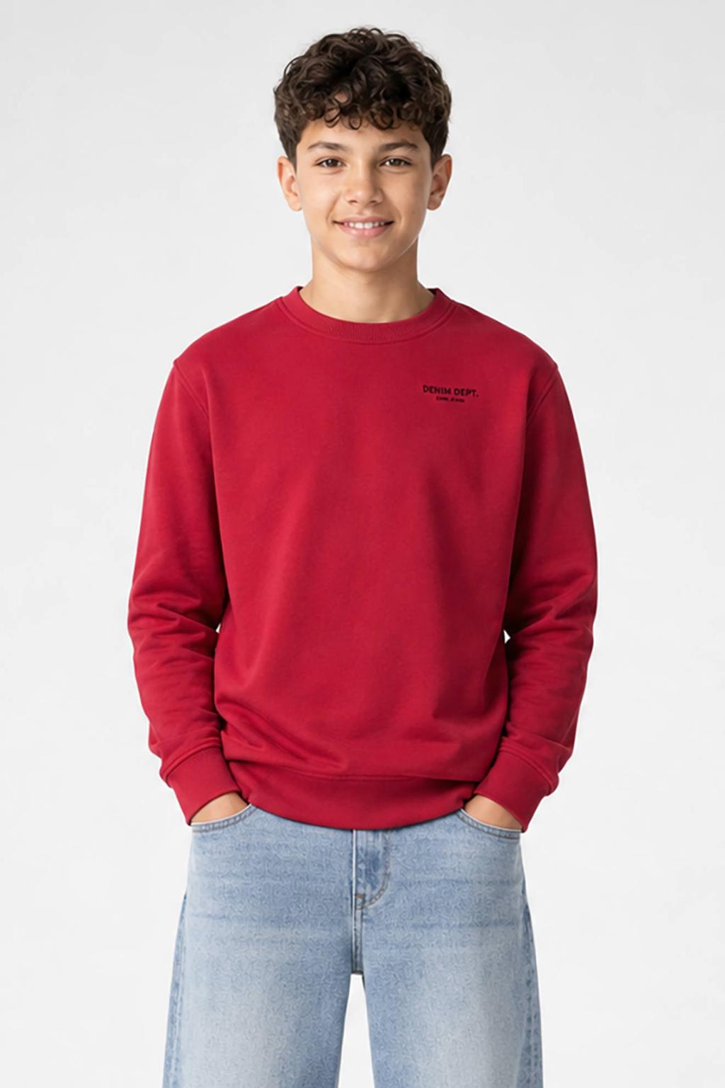 Donkerrode jongens Cars sweater met logo dessin, lange mouwen, ronde hals en geribde boorden