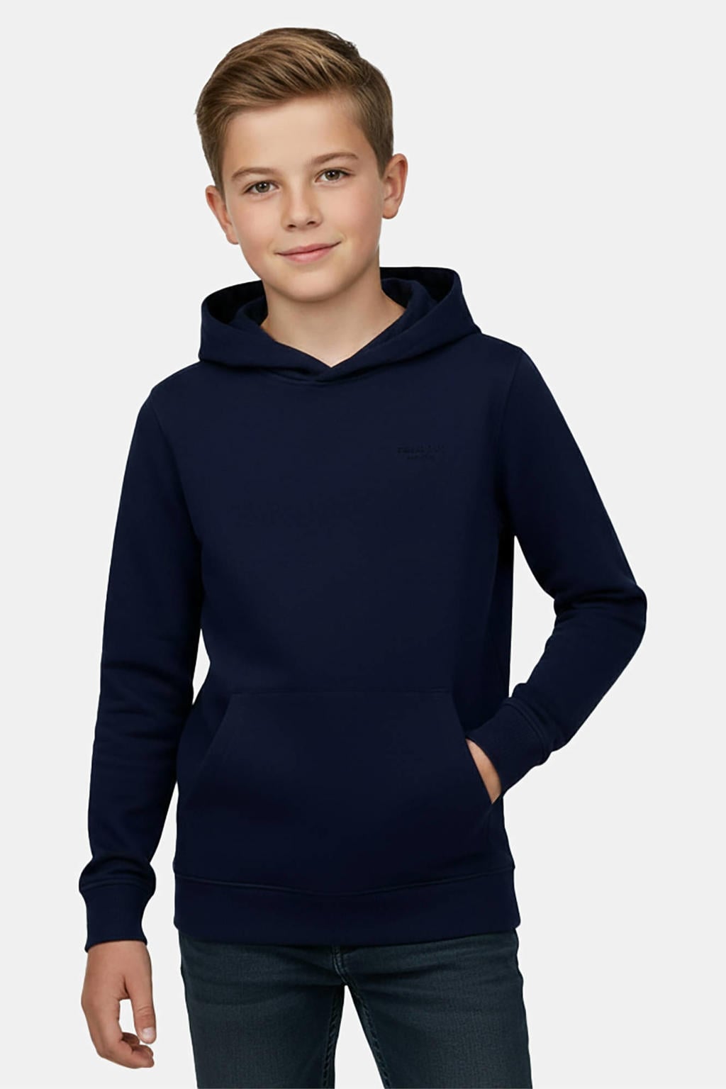 Marineblauw jongens Cars hoodie blauw van sweat materiaal met logo dessin, lange mouwen en capuchon