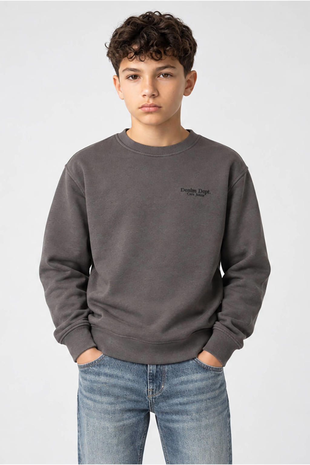 Antraciete jongens Cars rechtvallende sweater met backprint, lange mouwen en ronde hals