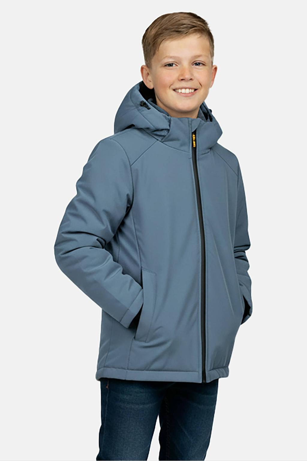 Grijsblauwe jongens Cars winterjas blauw van polyester met effen, lange mouwen, capuchon en ritssluiting