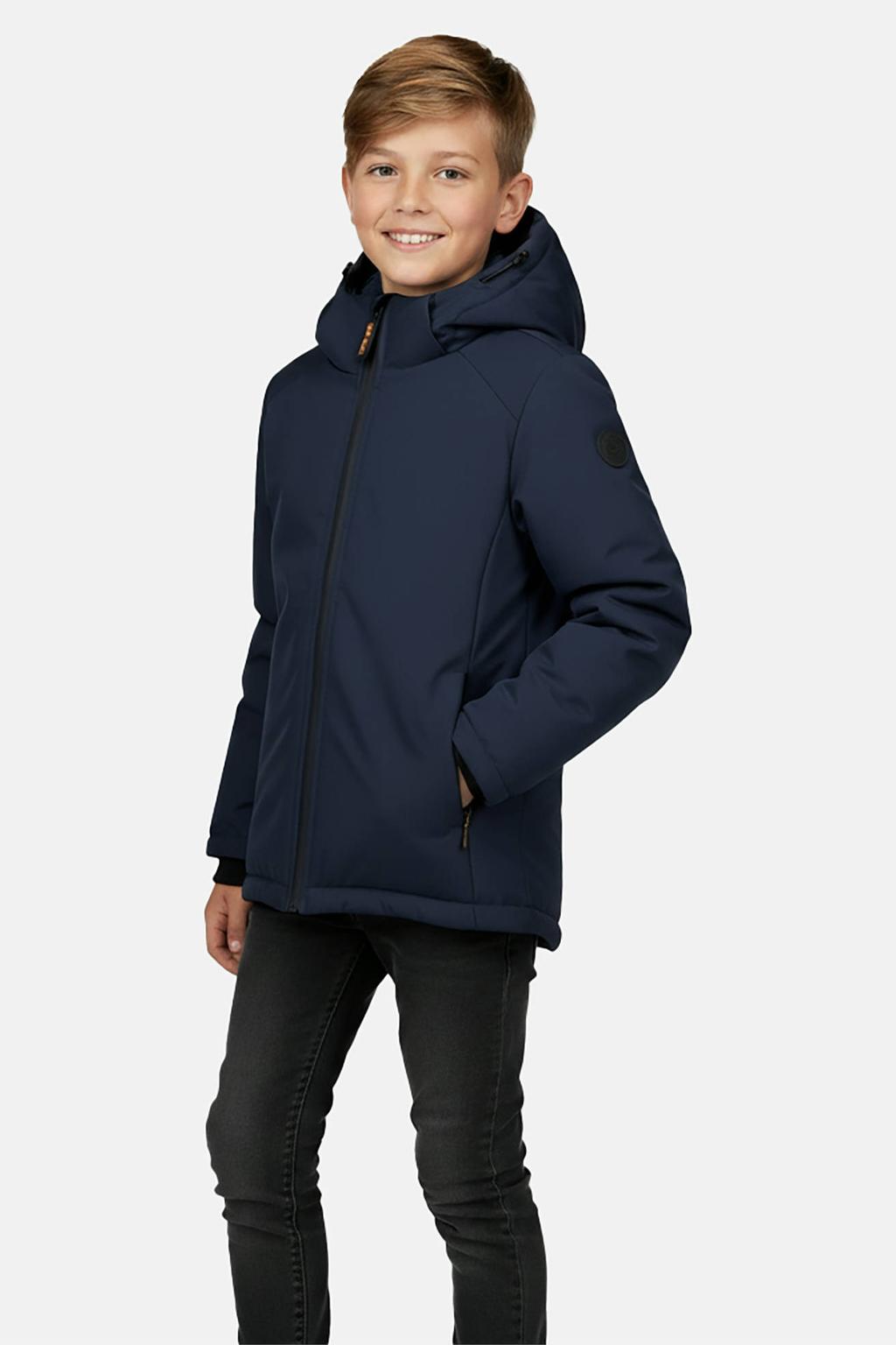 Donkerblauwe jongens Cars winterjas van polyester met effen, lange mouwen, capuchon en ritssluiting