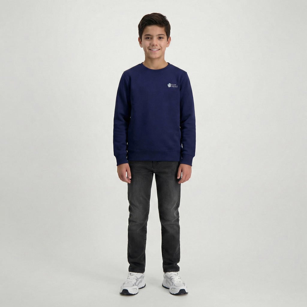 Marineblauw jongens Cars oversized sweater blauw met backprint, lange mouwen en ronde hals