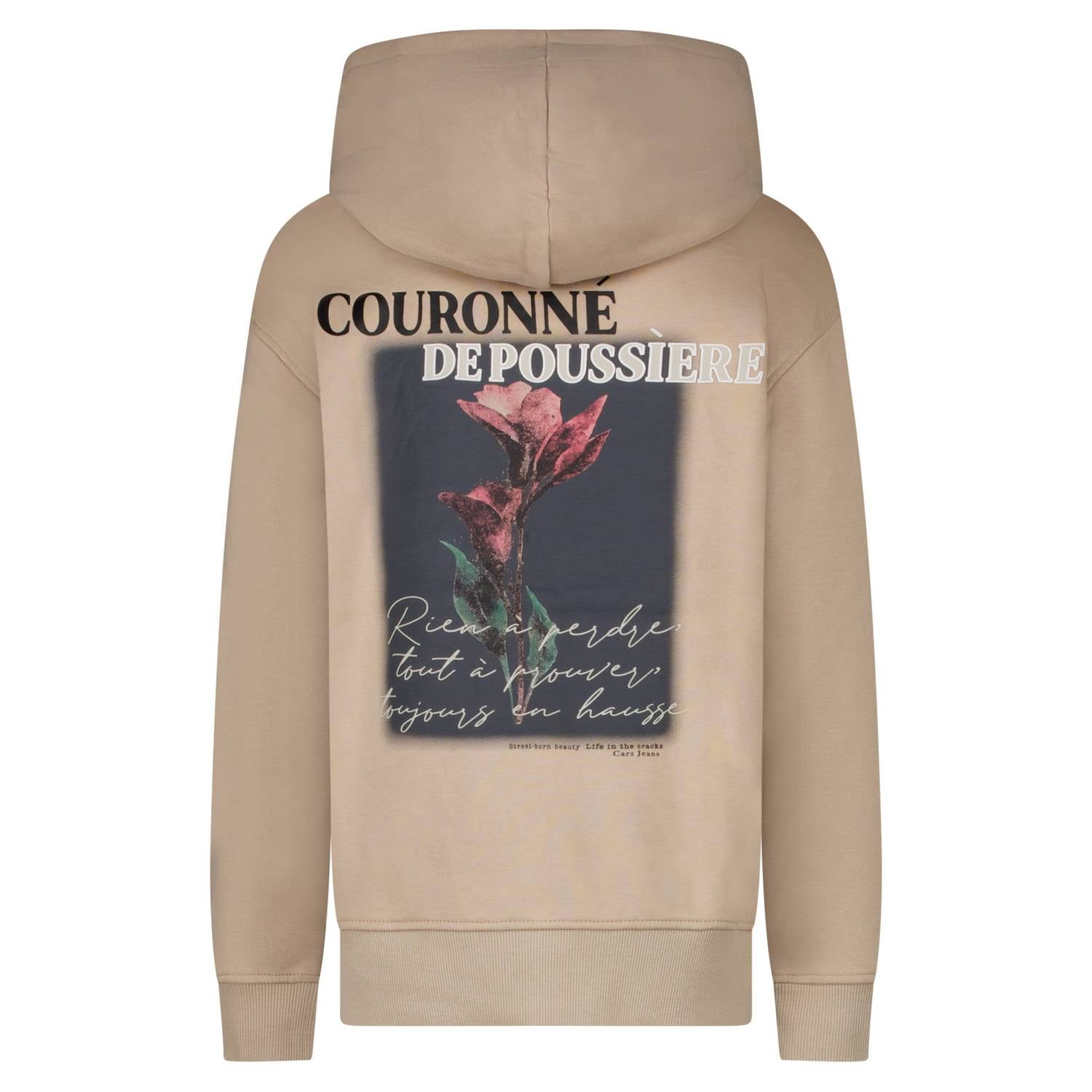 Cars hoodie met backprint zand