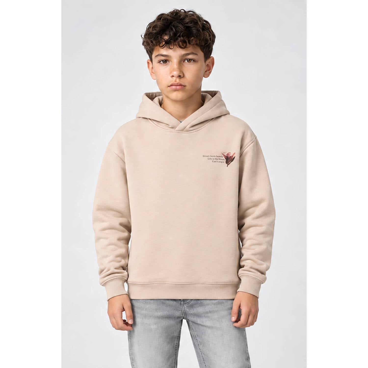 Cars hoodie met backprint zand
