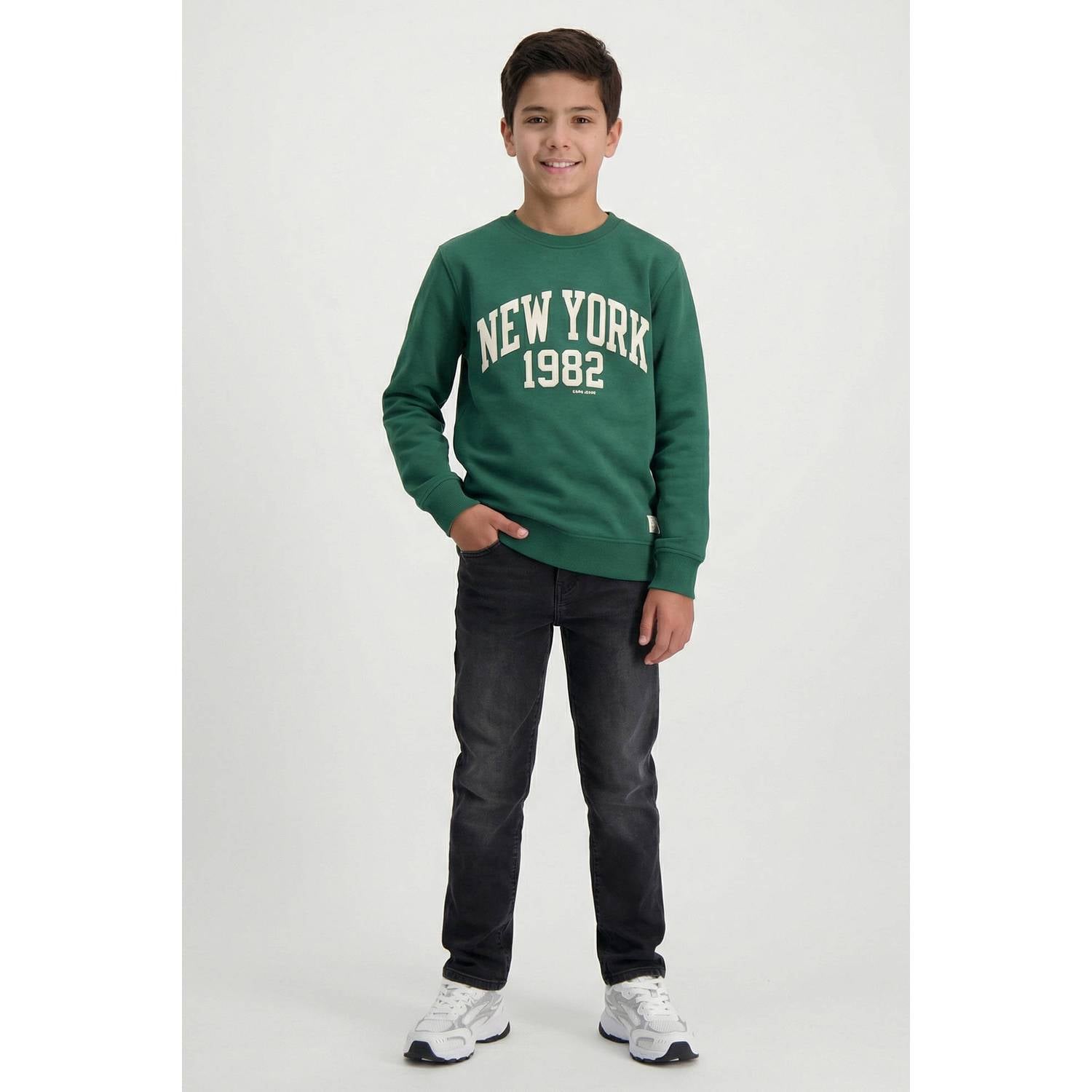 Cars sweater met print donkergroen