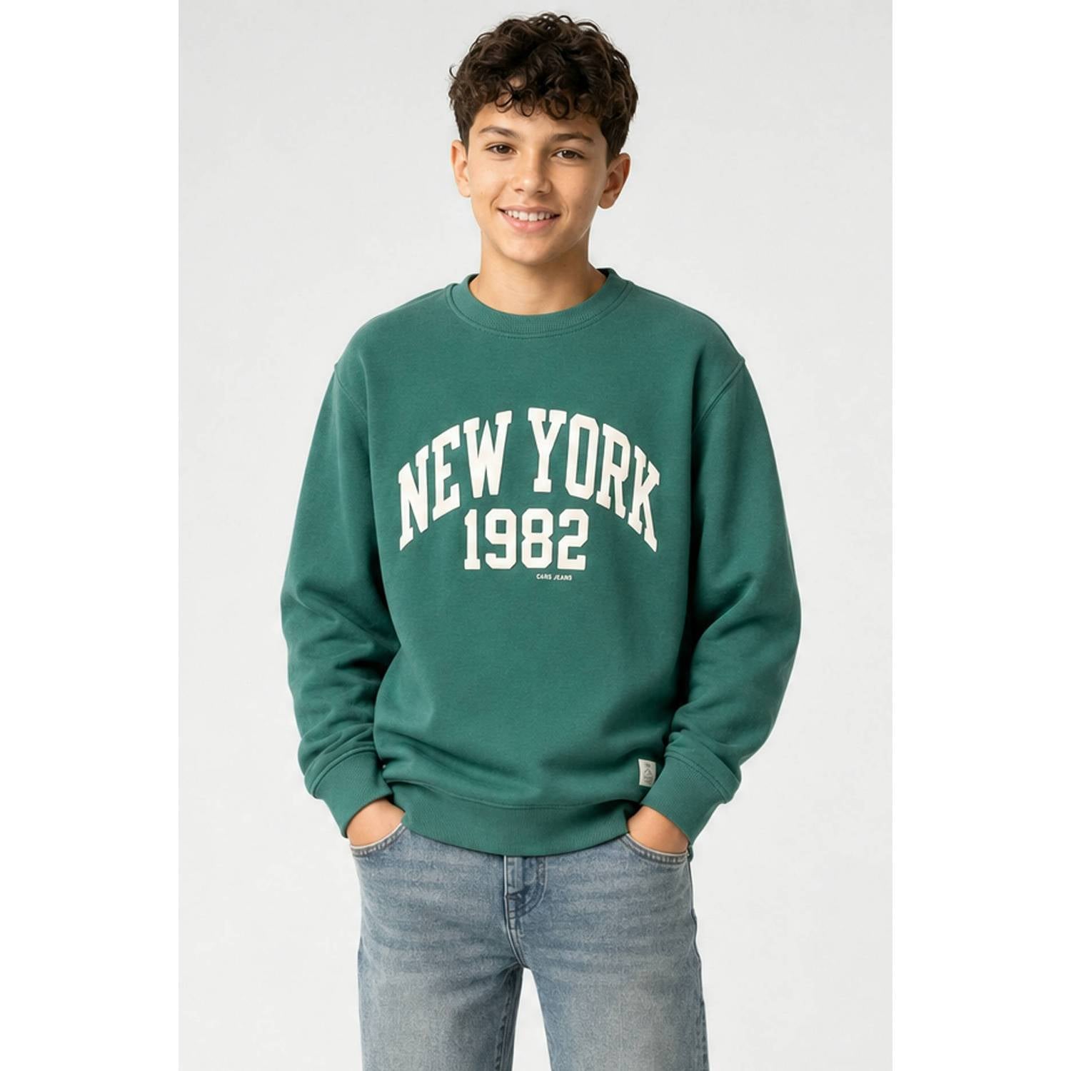 Cars sweater met print donkergroen