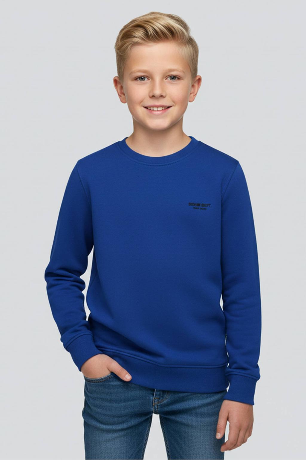 Blauwe jongens Cars sweater met logo dessin, lange mouwen, ronde hals en geribde boorden