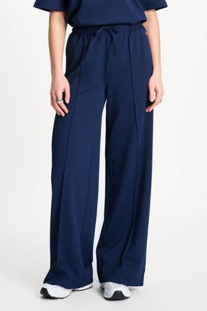 wide leg high waist broek donkerblauw