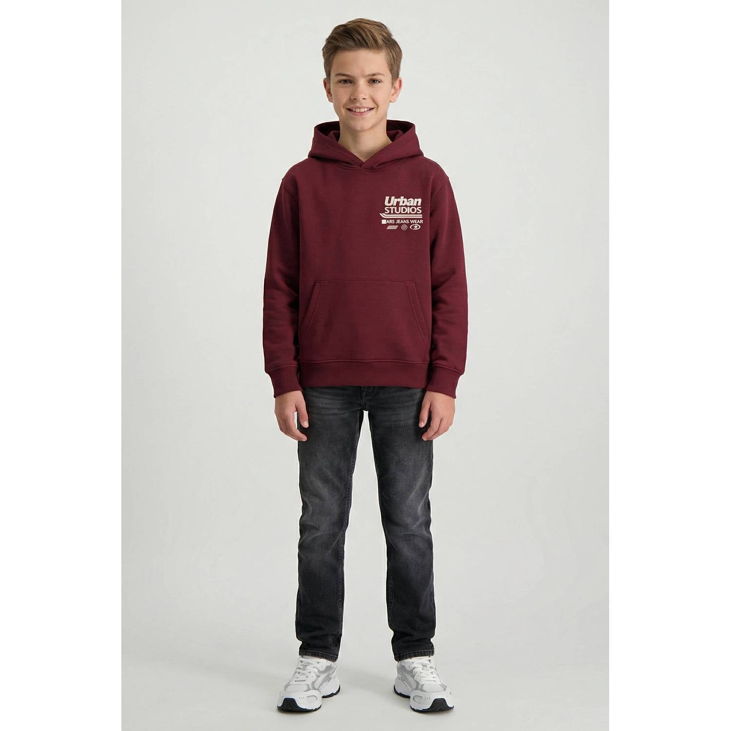 Cars hoodie met backprint donkerrood