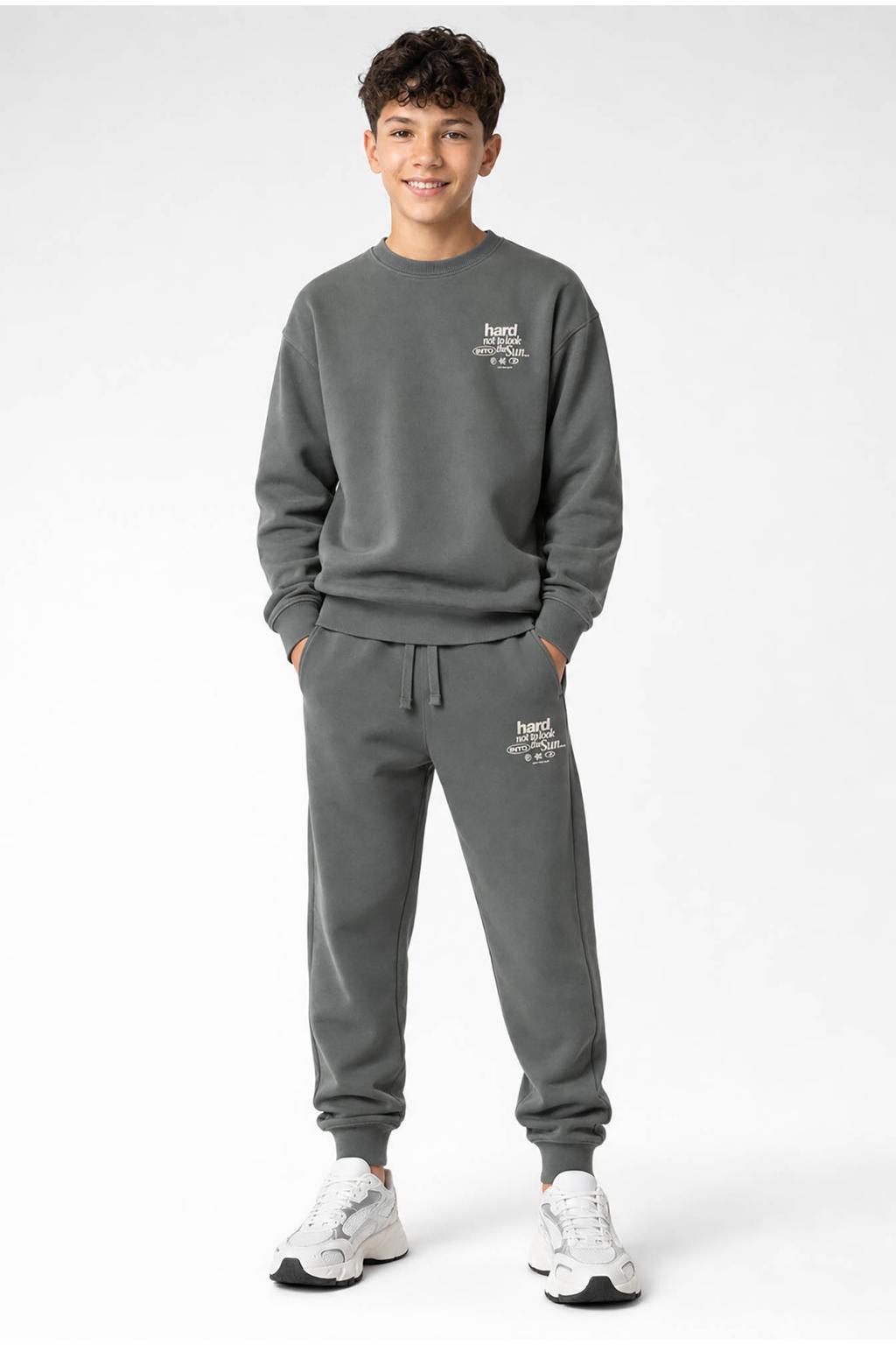Antraciete jongens Cars regular fit joggingbroek van sweat materiaal met elastische tailleband met koord en tekst print