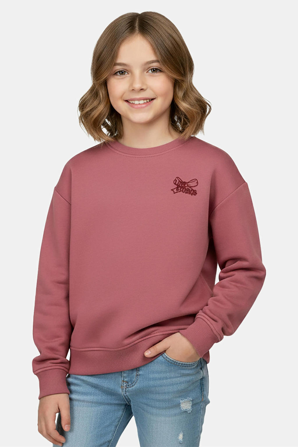 Oudroze meisjes Cars sweater met backprint, lange mouwen, ronde hals en geribde boorden