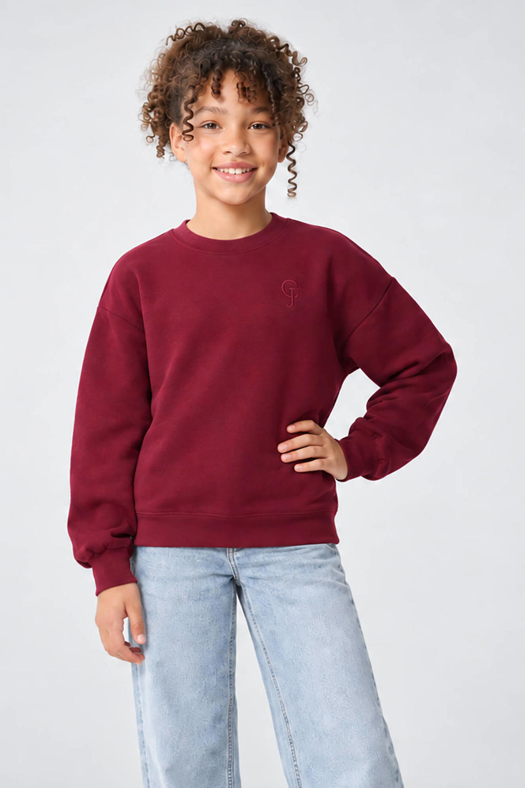 Donkerrode meisjes Cars sweater van polyester met logo dessin, lange mouwen en ronde hals