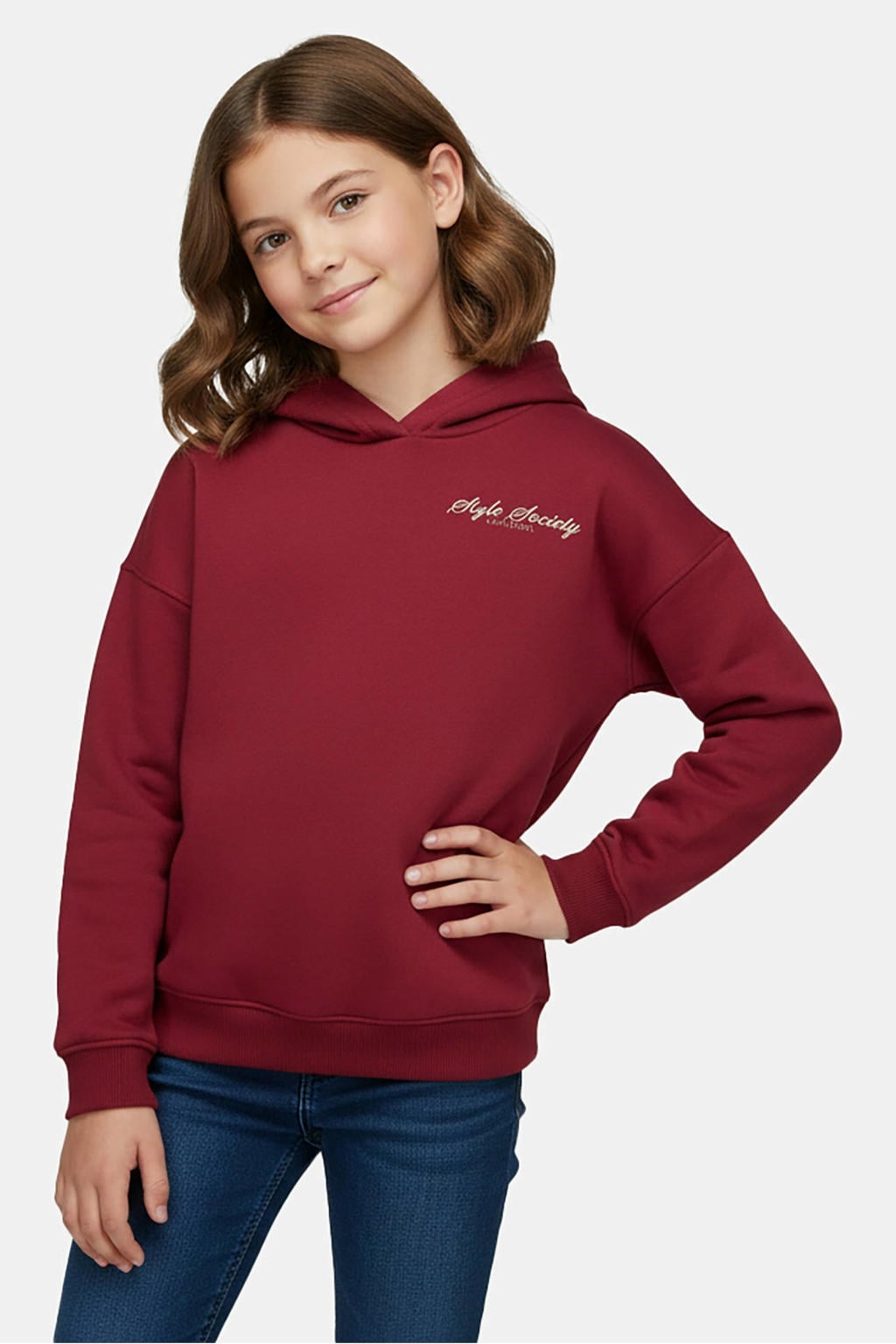 Donkerrode meisjes Cars hoodie van sweat materiaal met backprint, lange mouwen en capuchon
