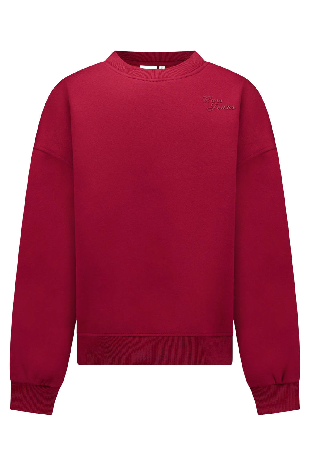 Donkerrode meisjes Cars sweater met logo dessin, lange mouwen, ronde hals en geribde boorden