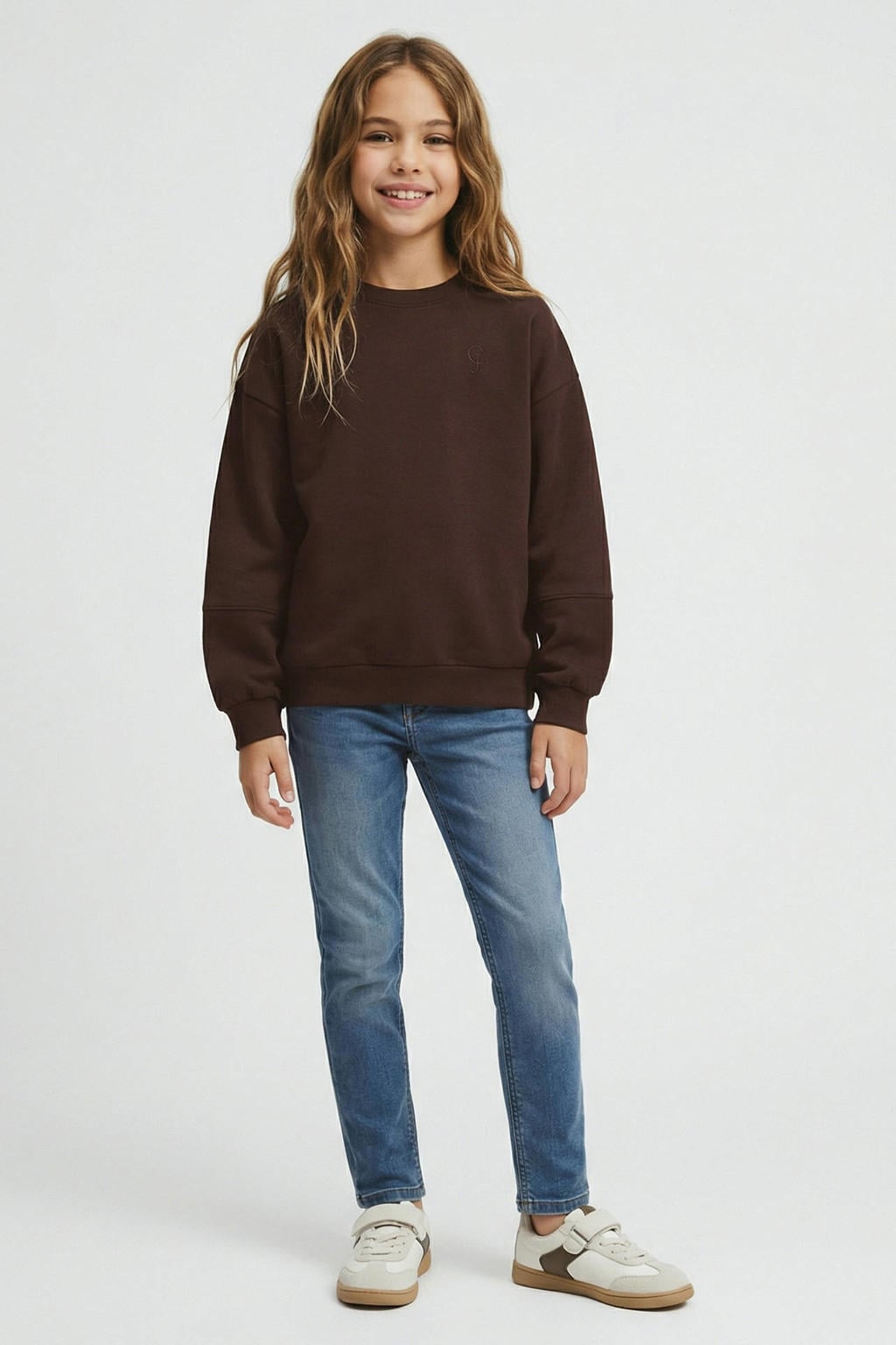 Bruine meisjes Cars sweater van polyester met logo dessin, lange mouwen en ronde hals
