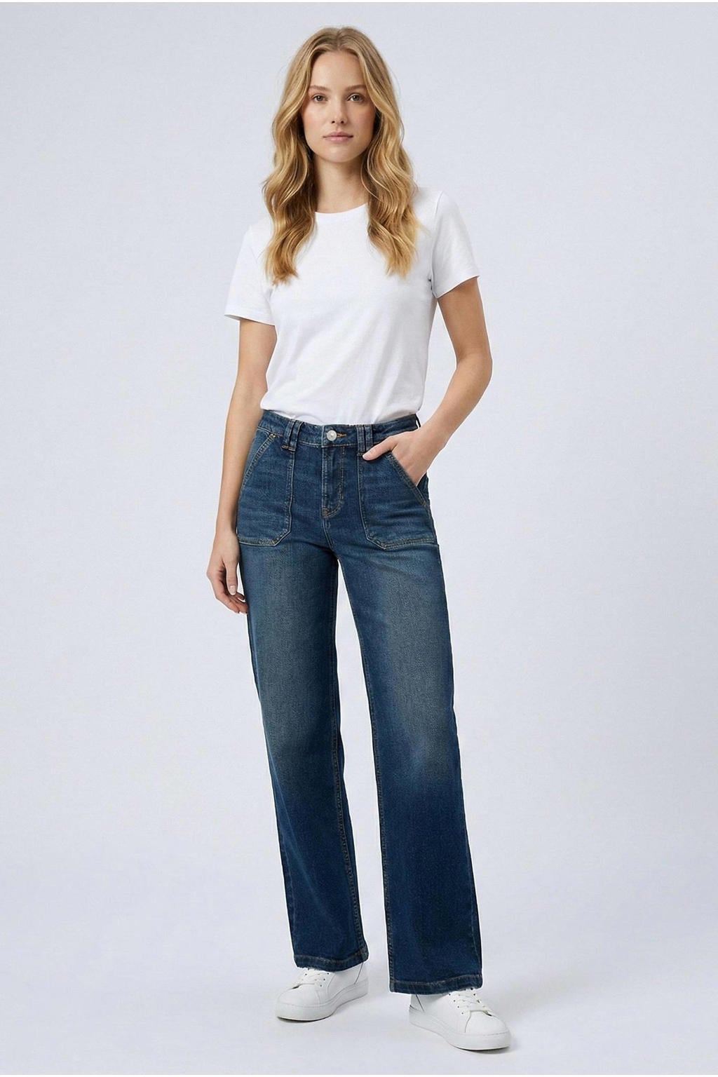 Medium blue denim dames LTB van denim met regular waist, rits- en knoopsluiting en effen