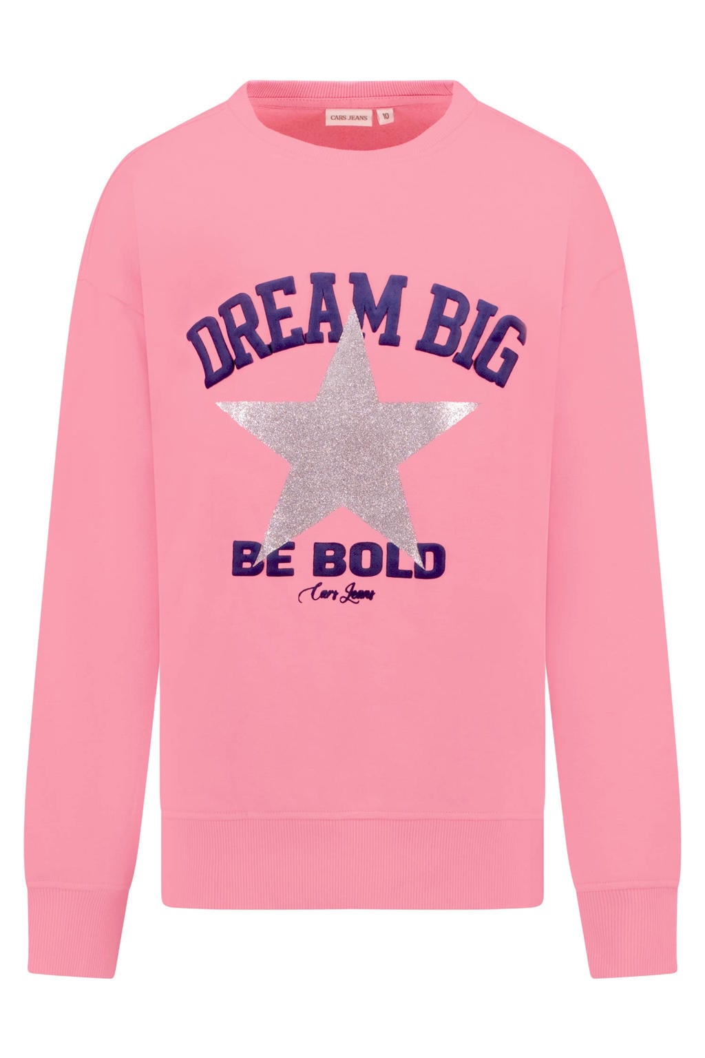 Roze en paarse meisjes Cars sweater met printopdruk, lange mouwen, ronde hals en geribde boorden