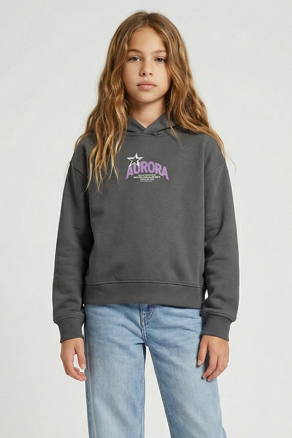 Antraciete meisjes Cars hoodie van sweat materiaal met backprint, lange mouwen en capuchon