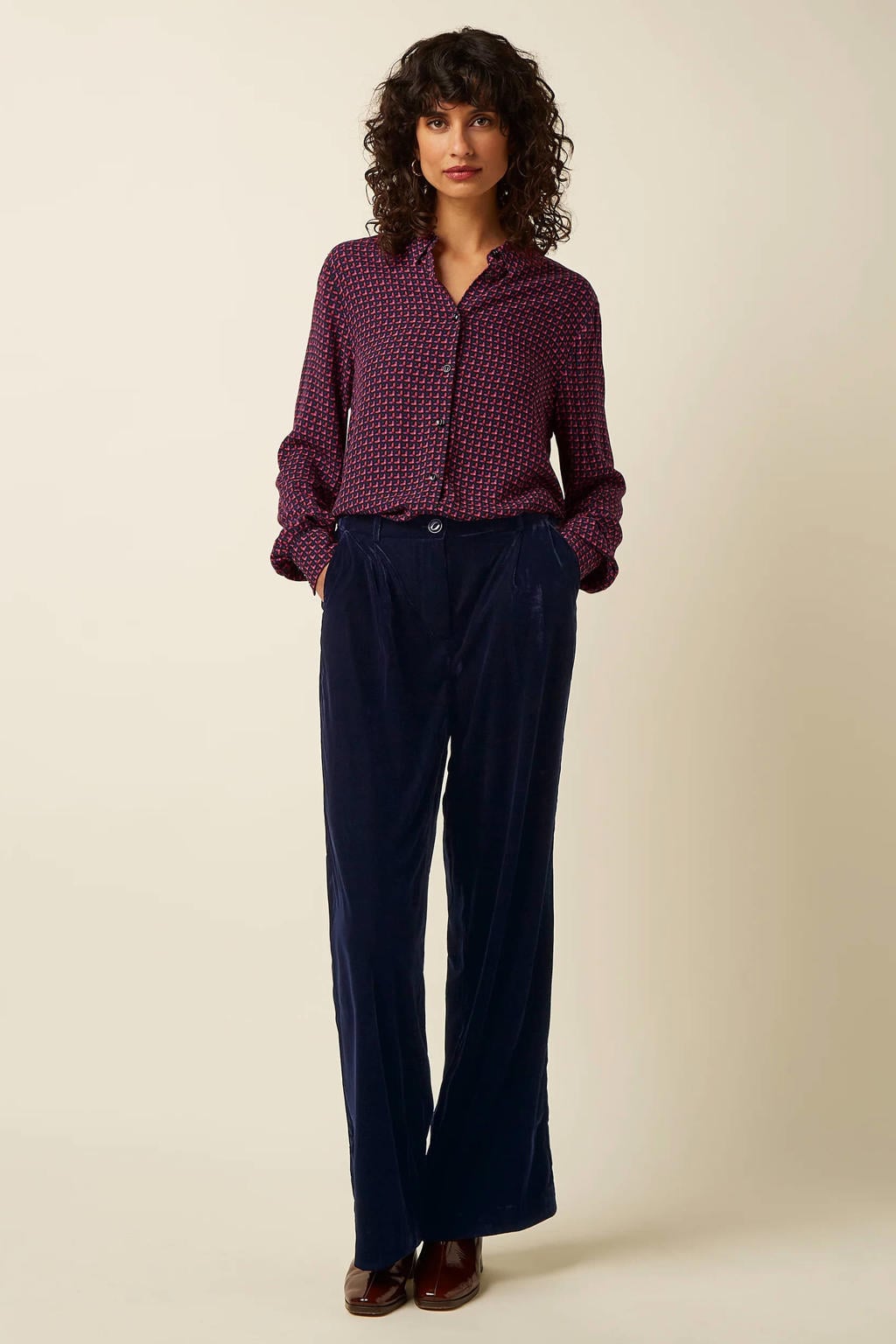 King Louie blouse met print - donkerblauw