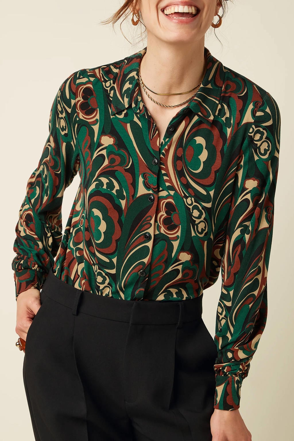 King Louie blouse met print - groen